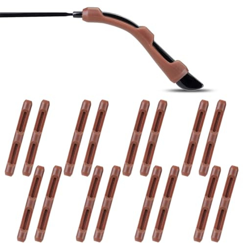 JEYORZY 8 Paar Silikon-Ohrpolster für Brillen, rutschfeste Brillen-Ohrbügel, Brillenbandhalter, Brillen Ohrbügel Brillen-Ohrgriff Antirutsch Brille Brillenbügel Brillen Silikon Antirutsch, Braun
