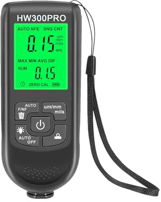 HW-300PRO Schichtdickenmessgerät, Digitales Lackschichtenmesser mit LCD-Display 0-2000um für die Messung der Lackdicke in der Automobilindustrie (Weiß)