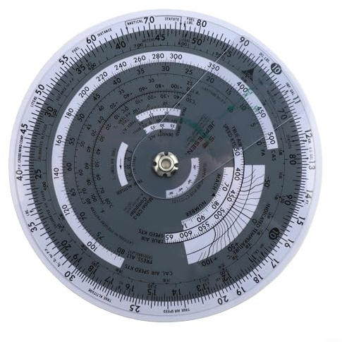 Computadora de vuelo E6B-R | Calculadora de vuelo circular para entrenamiento de aviación | Regla E6B de plástico con solucionador de triángulo de viento | Herramienta de planificación de vuelo (E6B-R