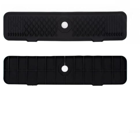 Paraspruzzi per lavandino, 61 cm, pieghevole, inclinato, in silicone, tappetino paraspruzzi per bagno, cucina, tappo dell'acqua (61 cm, nero)