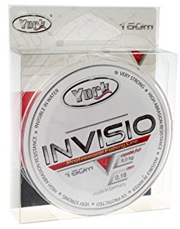YORK Invisio Angelschnur 150m Spule 0,14mm-0,40mm Monofile Schnur Fluorocarbon beschichtet (0,02€/m) (0,18mm/8kg)