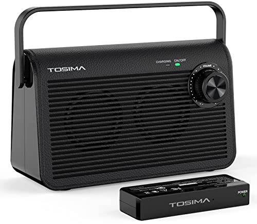 Tosima Wireless TV Speakers for Hard of Hearing Impaired, Senior Hearing Assistance Speaker for TV, Soundbox for Hard of Hearing and Elderly(3.5mm Jack or Audio Out Plug) Black