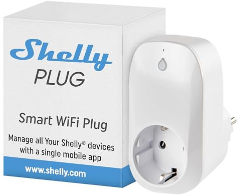 Shelly Plug, Presa Intelligente WiFi 16A con Monitoraggio Energia, App iOS Android, Compatibile con Alexa e Google Home, Creazione di scene personalizzate, Timer integrato
