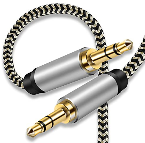 Cavo Aux, Cavo Jack in Nylon 5m, 3,5mm Cavo Audio Jack Ausiliario Premium a Treccia per Cuffie,Telefono Cellulare,Tablet, Home/Stereo per auto e altro
