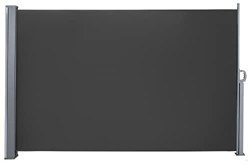 SWANEW Toldo lateral de 140 x 300 cm, gris, con soporte de suelo, extensible, retráctil, para balcón, jardín, terraza, protección contra el viento, protección solar, impermeable, resistente a