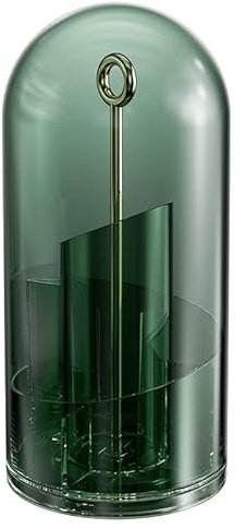 Dreamomo Kosmetik Make Up Organizer, 360° Drehbar, Schminkpinsel Aufbewahrung für Desktop mit Decke (Grün-Gold)