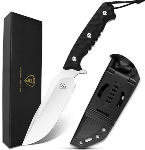 AUBEY SWIFT Jagdmesser Feststehende Klinge, Scharfer 13cm Flachschliff Klinge aus D2 Stahl, Full Tang Outdoor Messer mit Scheide, G10 Griff, für Camping Angeln Wandern Survival