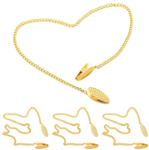 MAIXINNEW 4 Pezzi Fermaglio per Tovaglioli e Catene in Acciaio Inox, Fermaglio per Tovaglioli Oro, Catena di Tovaglioli per Adulti, Anziani, Bambini