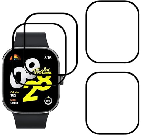 YIFNTANG [4 Piezas Protector de Pantalla para Xiaomi Redmi Watch 4,Anti-Arañazos,3D Curvado Cobertura Completa,HD Clear Película Protectora para Xiaomi Redmi Watch 4