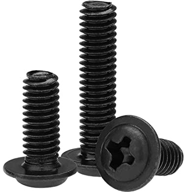 BULINO Viti a Croce, Viti autofilettanti, 10-100 Pezzi M1.4/M2/M2.5/M3/M3.5/M4/M5 Viti a Testa cilindrica in Acciaio al Carbonio Nero con rondella (Color : As Show, Size : M4x20mm (20pcs))
