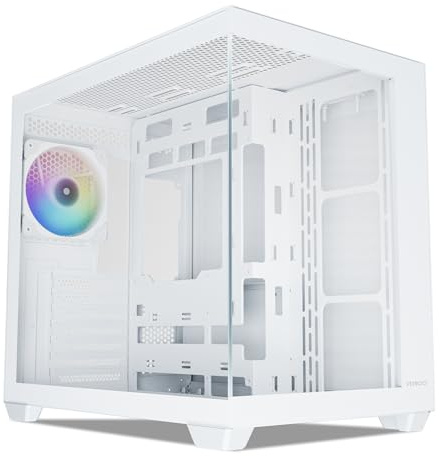 Vetroo AL900 ATX PC Case with 270° Full View Tempered Glass, Pre-Installed ARGB & PWM FDB Fan, Supports 360mm Radiator & 10 Fans, Type-C Ready, for 50 Series GPUs (White)