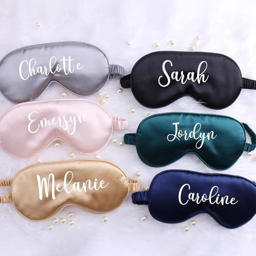 Personalisierte Schlafmaske für Augen, Seiden-Augenbinde, Brautjungfern-Schlafmaske, Braut-zukünftige Nacht (2 Stück)