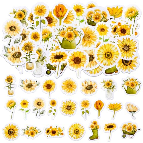 46 ästhetische Sonnenblumen Aufkleber - Mini Größe Blume Aufkleber für Scrapbook, Journal, Telefon Fall, Laptop & Karte