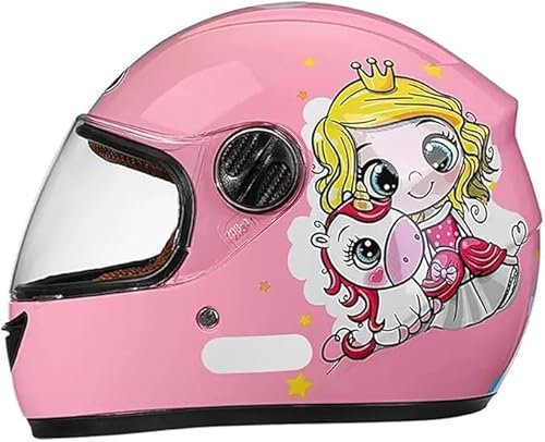 Integraler Motorradhelm für Kinder, ECE-zugelassener Rollerhelm mit Sonnenblende und abnehmbarem Schal, Rollerhelm für Jungen und Mädchen im Alter von 3 bis 12 Jahren A,48-55CM