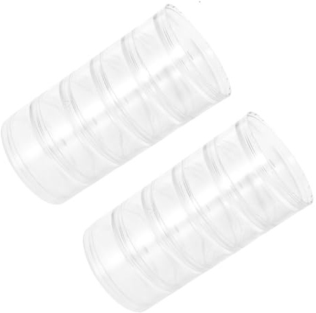 Garneck Redonda Caja de Plástico 2 de Almacenamiento Piezas para Joyas | Organizador Transparente, Apilable y Compacto, para Collares y Pendientes, Ahorro de Espacio