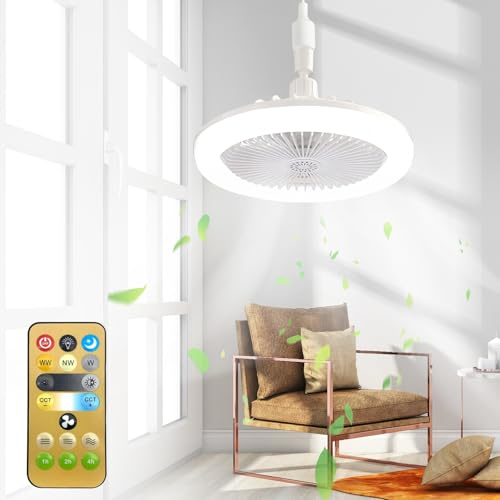 XiXiRan Lustre ventilateur de plafond, lustre ventilateur, lumière LED, ventilateur de plafond avec lumière E27, lampe ventilateur de plafond avec télécommande, ventilateurs de plafond avec lumière