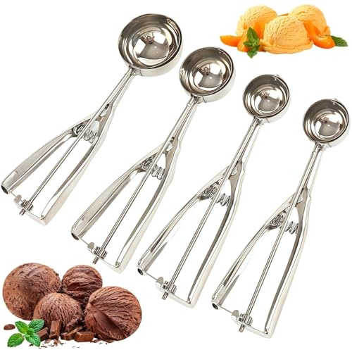 4 Pièces Cuillere A Glace,cuillères À Glace Facile À Nettoyer, Pour Glaces, Pâte À Biscuits