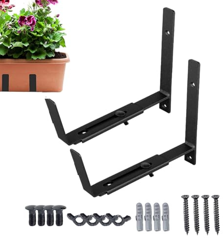 Soportes De Caja De Plantación Ajustables, Cajas De Ventanas Soportes De Plantación, Soportes De Caja De Ventana - Cerraduras De Flores De Mano Corrientes Ajustables, Soportes De Metal Fuerte Para