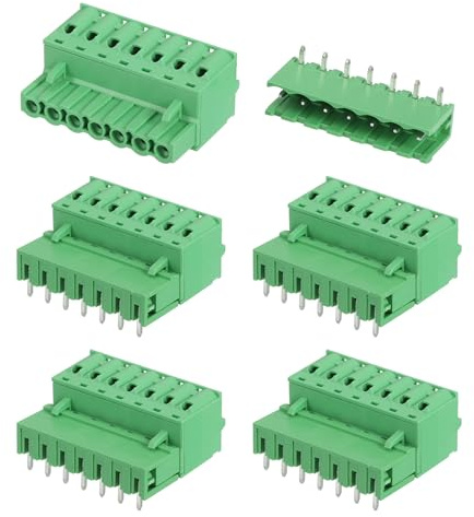 sourcing map Set di 5 connettori a 7 pin con passo 5,08 mm per montaggio su PCB con morsettiera a vite, senza saldatura, connettori maschio e femmina 2EDGKD per 28-10AWG