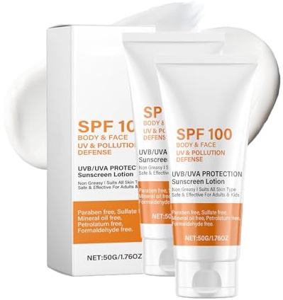 Sonnencreme LSF 100, Sonnencreme 100 Schutzfaktor, Anti-Aging Sunblocker Gesicht Spf 100, Feuchtigkeitsspendend Sonnenschutzcreme Lsf 100, Sonnenschutzlotion für den Ganzen Körper mit UV-Schutz (2)