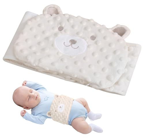 RNPKZ Bouillotte Bebe Anti Colique,Ceinture Anti Colique Bebe,Ceinture Blanche en Noyaux de Cerises,CeintureVentrale Chauffante pour Bébé,Garnissage en Pierres De Haricots Rouges,Pour Micro-ondes