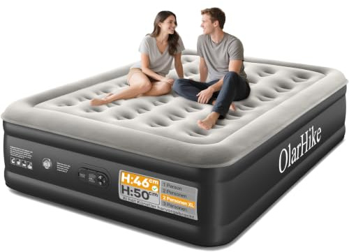 OlarHike Luftmatratze selbstaufblasend 152x203x46 cm Luftbett 2 Personen | Gästebett für Paare und Familien. Wasserdichtes PVC, weiches Flockbett, leicht zu verstauen, bis 300 kg belastbar