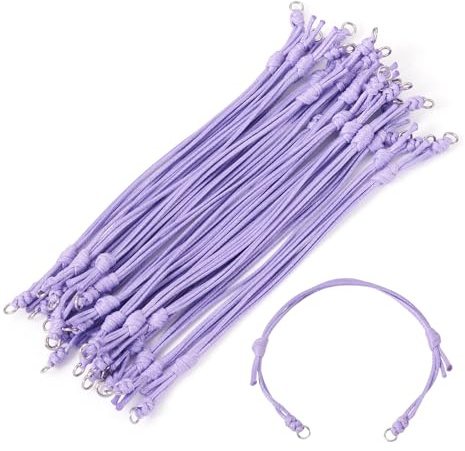 Sparkeads - 20 corde in poliestere cerato non finite per braccialetti intrecciati, lunghezza 23,5 cm, regolabili, per braccialetti di coppia e creazione di gioielli fai da te, colore: lilla