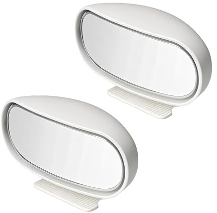 Cyberwork 2pcs Espejo de Punto Ciego Retrovisor Exterior Coche Espejo retrovisor ajustable multiángulo,marcha atrás Compatible con camiones,SUV,furgonetas y escuelas de conducción (Blanco)