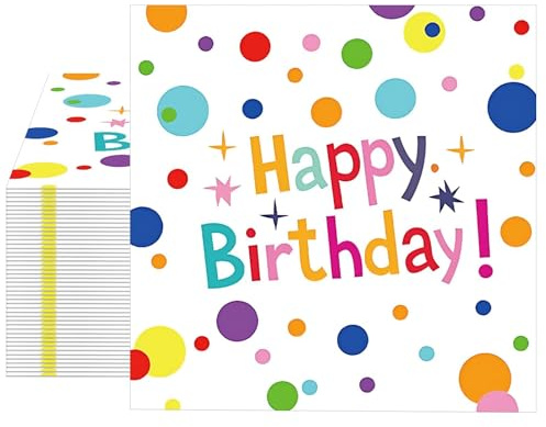 Fesnova Lot de 20 serviettes en papier colorées Happy Birthday, 33 x 33 cm, motif confettis multicolores, décoration de fête