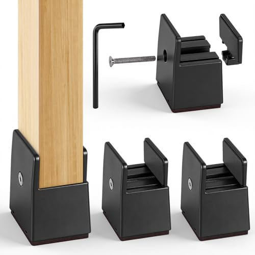 Hahorpa 4Pieces Bed Risers 5cm, Furniture Risers 10-37mm Width Adjustable | Heavy Duty Table Leg Extension, 500KG Capacity, Anti-slip Stable Furniture Leg Extender for Bed, Sofa,Desk,Shelf (Black)