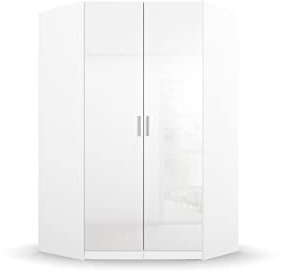 Rauch Möbel Celle Schrank Eckschrank in Weiß/Hochglanz Weiß, 2-türig, BxHxT 117x197x117 cm