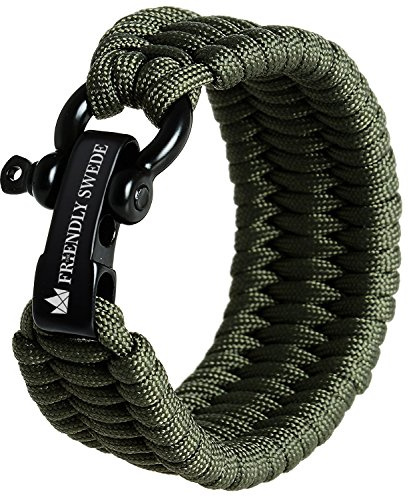 The Friendly Swede Einstellbares Trilobit Paracord Survival Überlebens-Armband (Grün, 23 cm - 25 cm Handgelenksumfang)