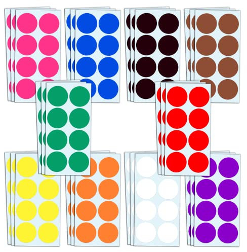 240 Stück - 50mm Klebepunkte Bunt Groß, Aufkleber Markierungspunkte - 10 Farben