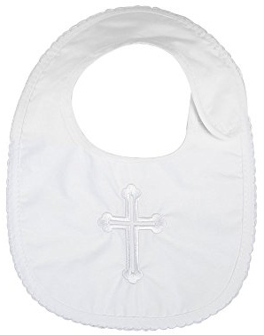 Lacofia Neugeborene Baby Jungen Mädchen Baumwolle Bestickt Kreuz Weiß Taufe Lätzchen