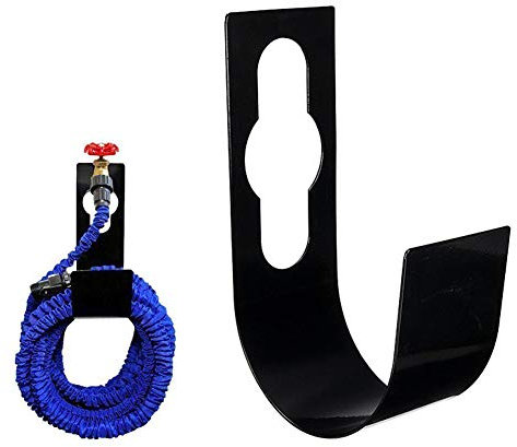 YUIP Universal Extensible Metal Resistente Manguera de Jardín Soporte para Manguera Resistente Cuerda de Alambre de Gancho Percha (negro)