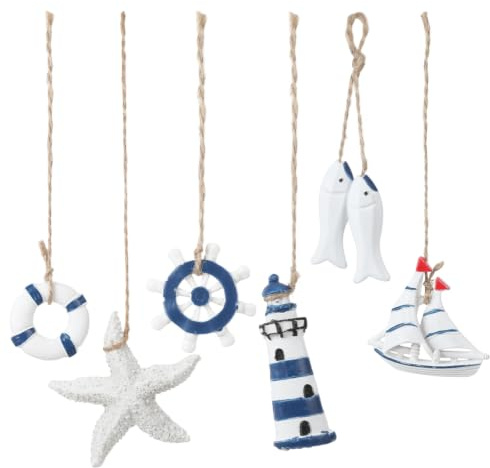 ABOOFAN 6Pcs mediterranean pendant Hanging Pendant nautical marine Decorations Small Nautical Hanging Decorations Mediterranean Ornament home decor Fashion resin seaside mural