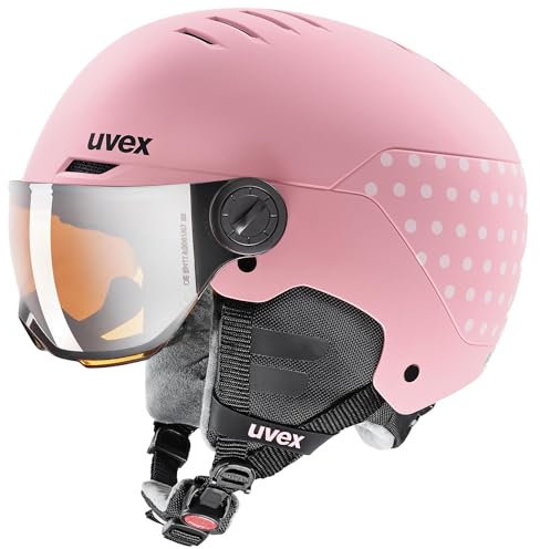 uvex Rocket jr Visor - robuster Skihelm für Kinder - Filterkategorie 2 - optimierte Belüftung - pink Confetti matt - 54-58 cm
