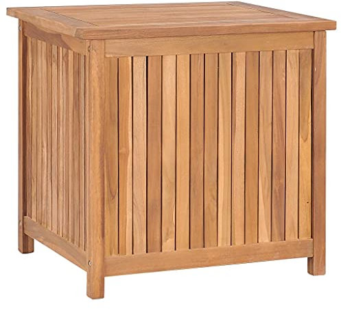vidaXL Teak Massiv Gartenbox Aufbewahrungsbox Auflagenbox Kissenbox Gartentruhe Auflagentruhe Truhe Holztruhe Truhenbank Bank 60x50x58cm