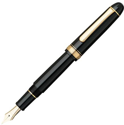 PLATINUM Japanese Fountain Pen Century Gold Trim Black in Black SF/Black/ 0.30-036mm/Handmade/14K Gold Nib/Gift Box/Fountain Pen #3776