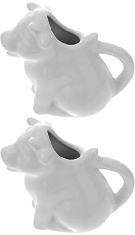 Operitacx 2 pcs di brocca per lattiera in ceramica, brocca per lattiera da caffè, brocca per il latte a forma di mucca, brocca per salse, brocca per lattiera per la cucina