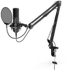 KRUX Esper 1000, USB Plug & Play mikrofon, individuell design, popfilter av metall, tystgående funktion, mikrofonarm ingår, LED-display för inspelning/tyst avstängning | KRXC001