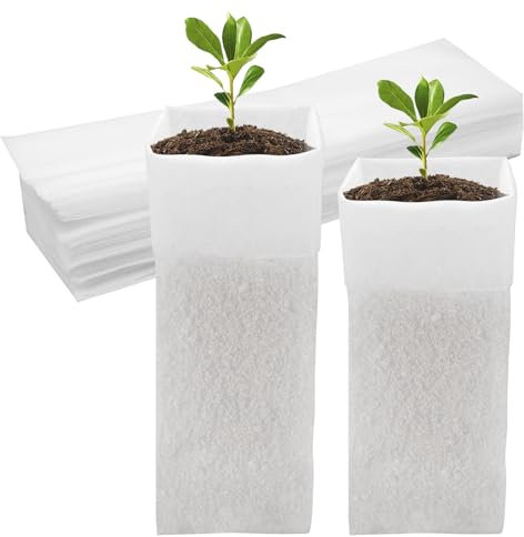 60 Pièces Sacs de Culture de Pépinière, Pots de Plantes Biodégradables en Tissu Non Tissé pour Semis (12,2 × 3,3 Pouces)