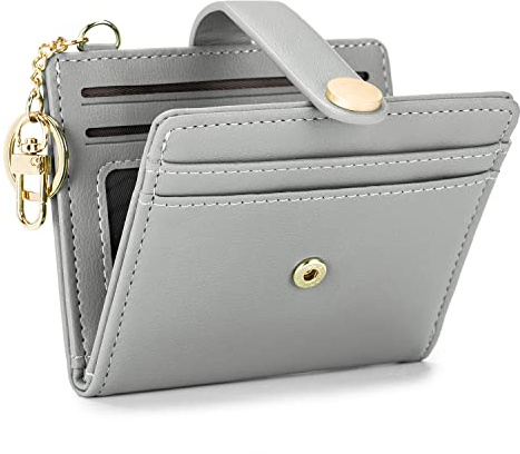 MUIIKOLA Slim Wallet,Geldbörse Damen Slim RFID-Blockierung,Leder Geldbörse Damen Klein,Kreditkartenhalter mit Schlüsselanhänger, Münzfach mit Reißverschluss