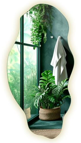 Tulup Specchio LED 50x100 cm Grande Moderno Irregolare Organico Asimmetrico Macchia per Bagno Soggiorno Verticale con illuminazione Luce neutra