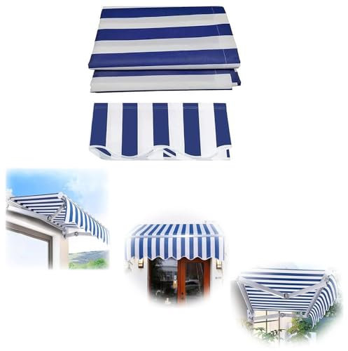 REDEXI Ersatz Für Einziehbare Klemmmarkise Streifen Terrasse Markise Ersatzstoff, Einziehbare Markisenbespannung Canvas Mit wasserdichte/UV Schutz, Kein Rahmen(9.8x6.5ft/3x2m)