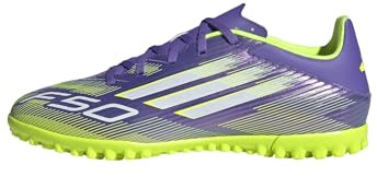 adidas Unisex F50 Club Turf Football Boots Fußballschuhe, Purple Rush/Cloud White/Lucid Lemon, 42 2/3 EU