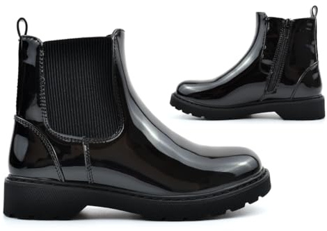 Girls School Boots Girls Boots Size 2 Ankle Boot Size 3 Womens Boot School Shoes Patent Shoes Side Zip Fastening Ankle High Sizes 9-3 Patent Black 2 UK