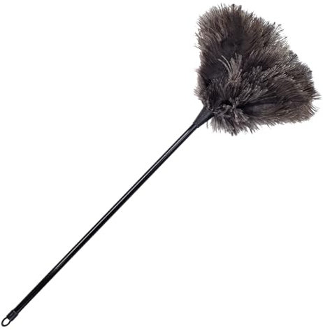 Plumero de Plumas de Avestruz, Plumero antiestático Natural, Plumero Lavable de Avestruz, Plumero de Plumas de Avestruz con Mango Largo de plástico para Teclado de automóvil, Muebles del hogar