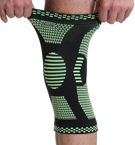 NEOtech Care Genouillère protège-genou en fibre de bambou - Élastique, respirante (Couleur verte, Taille M, 1 Unité)