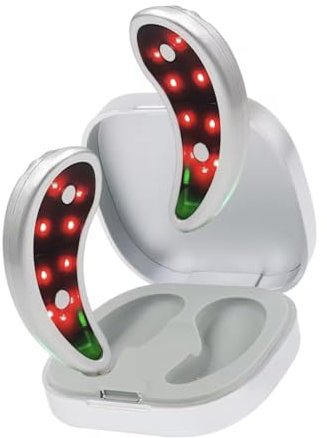 LED Red Light Therapy Eye Massager, EMS Treatment Device for Dark Circles and Eye Bags, Silver